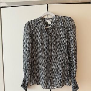 Club Monaco Women’s Black and White Long Sleeve Blouse XS